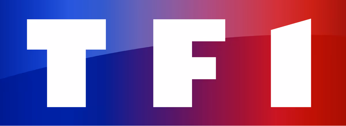Logo de la chaîne TV française TF1 en bleu et rouge, client SHUNPO pour l'application Le Grand Quiz construite avec WeWeb et Supabase